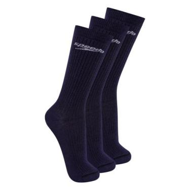 Imagem de Kit com 3 Pares de Meias Esportiva Cano Longo Speedo 8027, Azul marinh