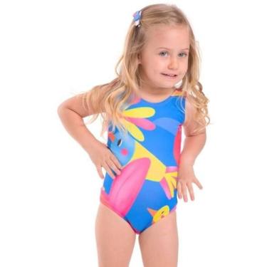 Imagem de Maiô Localizado Infantil Pássaros Solenza Moda Praia, 2, Rosa