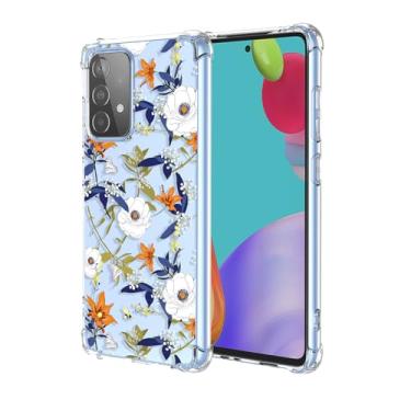 Imagem de OEURVQO Capa para celular Samsung Galaxy A72 4G/5G SM-A725M com estampa floral transparente de TPU macio à prova de choque antiarranhões