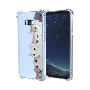 Imagem de OEURVQO Capa para Galaxy S8 Samsung S8 SM-G9500 transparente com estampa de gato fofo desenho animal TPU macio à prova de choque antiarranhões capa protetora para celular para Samsung Galaxy S8