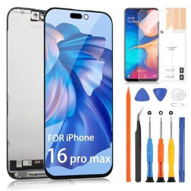 Imagem de Substituição de tela para iPhone 16 PRO MAX, para iPhone 16 PRO MAX A3296, A3084, A3295, A3297 LCD Display Touch Screen Digitalizador, montagem completa com ferramentas de reparo (preto