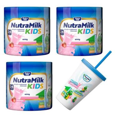 Imagem de kit 3 Suplemento Alimentar em pó infantil Nutramilk 400g + 1 Copo excl