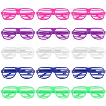 Imagem de Hooqict Pacote Com 15 Óculos De Sol, Lembrancinhas Para Festa, Decorações Dos Anos 80, Plástico Neon Crianças, Suprimentos Hora Loca, Acessórios Discoteca