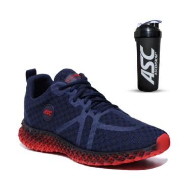 Imagem de Tênis Masculino Ascension + Coqueteleira Preto – Leve, Macio e Versátil para Caminhada, Corrida, Academia e Dia a Dia (Marinho e Vermelho, BR, Adulto, Numérico, 41)
