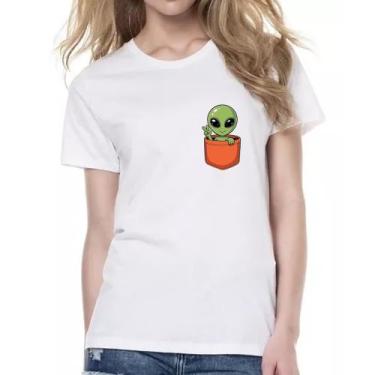 Imagem de Camiseta Baby Look Alien no bolso laranja - Alearts, G