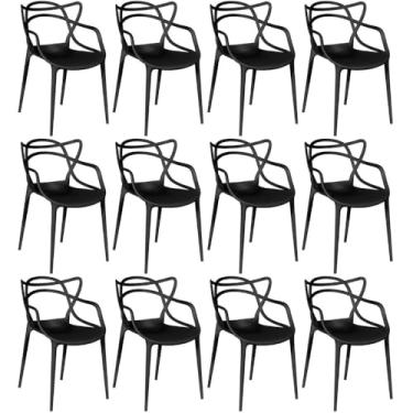 Imagem de Kit 12 Cadeiras de Jantar Allegra Prática Empilhável - Preto