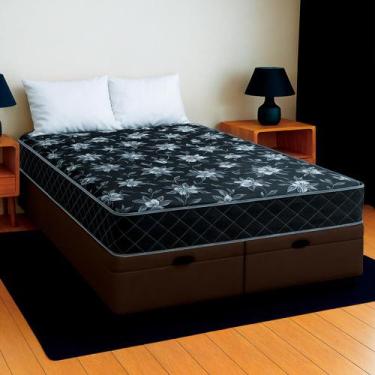 Imagem de Cama Box Baú Casal Marrom + Colchão Paris D33 PoliConfort