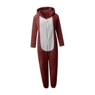 Imagem de UxicRuya Macacão feminino de pijama com capuz para festa interna de Halloween, Red L