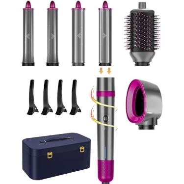 Imagem de T-GOGO Escova profissional para secador de cabelo: 6 em 1 conjunto de modeladores e secadores de cabelo com ar quente potente, modelador de cachos de ar de alta velocidade, secador iônico negativo de