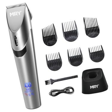 Imagem de MRY Máquina De Cortar Cabelo Sem Fio Para Barbeiro Profissional À Prova D'Água Com Lcd E Lâmina Aço Inoxidável Recarregável Por Usb Homens Mulheres (Cor Prata)