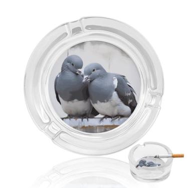 Imagem de Cinzeiro de vidro de cristal Doves, cinzeiro redondo de vidro resistente para fumar, portátil, decorativo, moderno, para uso em casa, escritório, interior, exterior, pátio