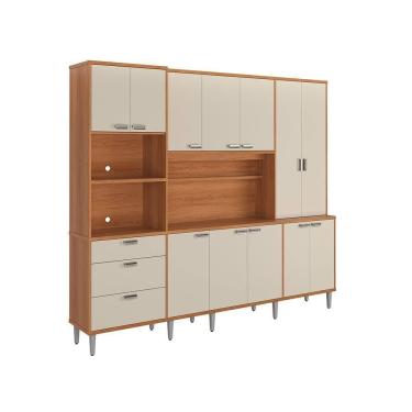 Imagem de Cozinha Compacta Pulse - 2,60m 12 Portas E 3 Gavetas - Lukaliam Móveis Jequitiba-areia Jequitiba-areia