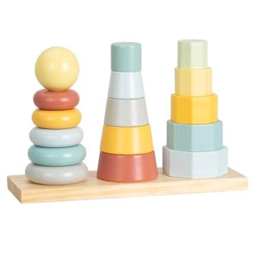 Imagem de Tooky Toy Brinquedo Educativo Madeira Forma Geométrica Encaixe 17 Peças