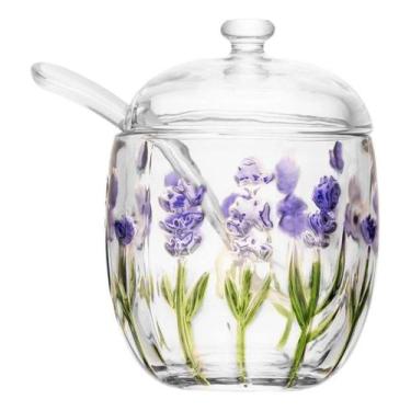 Imagem de Açucareiro De Vidro Com Colher E Tampa Lavanda 8,5cmx11,3cm - Lyor