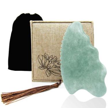 Imagem de Ferramenta de massagem facial Gua Sha Jade Stone para rosto e corpo - 