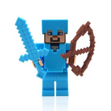 Imagem de Minifigura LEGO Minecraft Steve com armadura de diamante e espada