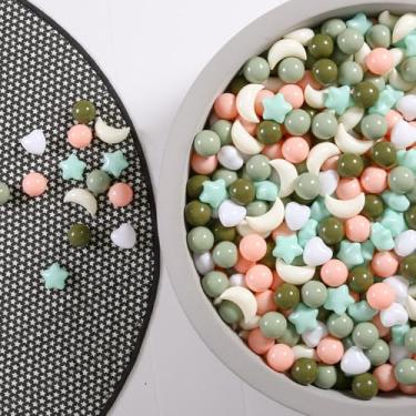 Imagem de GOGOSO Bolas de bola de lua com coração de estrela, bolas de brinquedo em forma de bola para poço de bola, 100 200 500 1000 à prova de esmagamento sem BPA infantil bebê pastel pelotas, verde