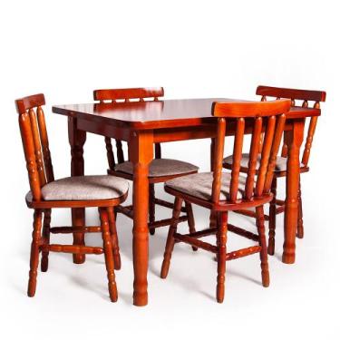 Imagem de Conjunto de Mesa Mônaco 110x80 com 4 Cadeiras Estofadas  Mel  JM Móvei