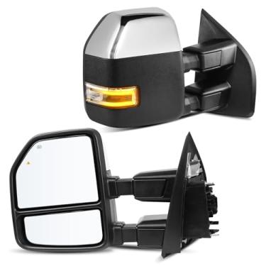 Imagem de LLPTA Par de espelhos de reboque - compatível com Ford F250 F350 F450 2017-2019 Super Duty - Lâmpada de liberação de seta aquecida por energia e espelhos retrovisores laterais com sensor de