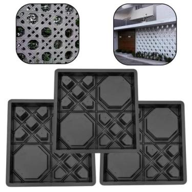 Imagem de Kit 3 Molde Forma Arabe Elemento Vazado 39x39x7 Arabico Bloco Divisor 