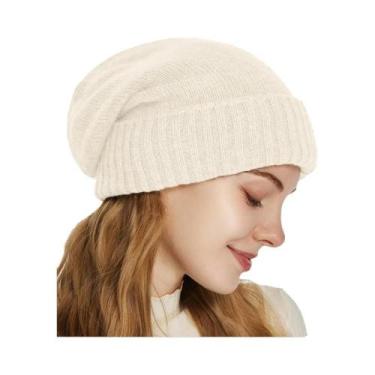 Imagem de Gorro De Inverno Feminino De Caxemira Com Forro De Cetim, Tricotado, M