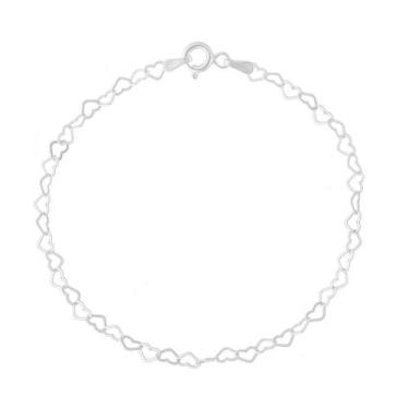 Imagem de Pulseira De Prata 925 Maciça Feminina Coração - DR Joias