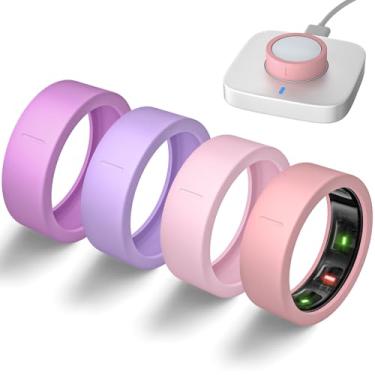 Imagem de BandRain Capas ultrafinas compatíveis com Oura Ring Gen 4/Oura Gen 3, capa protetora de silicone elástico antiarranhões, acessórios para anel ULTRAHUMAN AIR mulheres e homens, pacote com 4