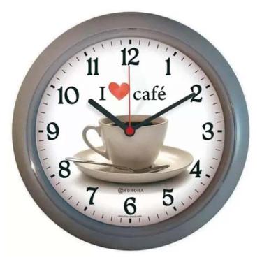 Imagem de Relógio De Parede Eurora Cozinha Café Cinza 6586 - Herweg