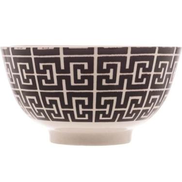Imagem de Bowl de Porcelana Lyor 410ml Egypt Preto Decorado Cumbuca Caldos Sobre