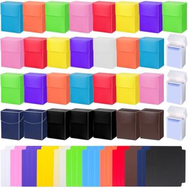 Imagem de Leyndo Caixas de cartas TCG, grande capacidade com divisórias, serve para mais de 80 cartas, caixas organizadoras para jogos de cartas colecionáveis, cartas esportivas e de jogos, adequada para cartas