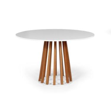 Imagem de Mesa de Jantar Redonda 4 Lugares 90cm Tália Branco/Noronha - Straub We