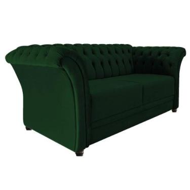 Imagem de Sofá Recamier Decorativa Chesterfield Sofia Suede Verde Capitonê - Ama