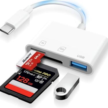 Imagem de Leitor de cartão SD USB C para iPhone 15/16, adaptador de leitor de cartão micro SD para MacBook, iPad Pro/Air, Android, Plug & Play, leitor de cartão de memória de alta velocidade, adaptador USB C