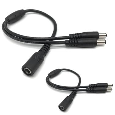 Imagem de DC5521 Power 1 fêmea para 2 machos, pacote com 2, cabo divisor de fonte de alimentação CC de 5,5 mm x 2,1 mm, 2 peças para plugue barril de cabo de câmera de vigilância, cabo adaptador divisor Y, cabo