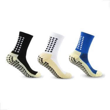 Imagem de 2X Kit 03 Par Meia Antiderrapante Futebol Treino Academia Cr