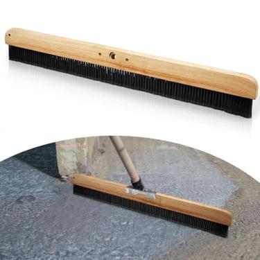 Imagem de Yiyiring 1 pacote de ferramentas de acabamento de vassoura de concreto de 91 cm, sem alça, escova preta com suporte de madeira com roscas de montagem para acabamentos de concreto, pisos duros e