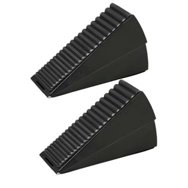 Imagem de Rolha de porta de aderência extra forte - Cunha de porta de metal alta resistente com ponta de borracha de mola para portas de madeira, segurança e escritório (2, preto)