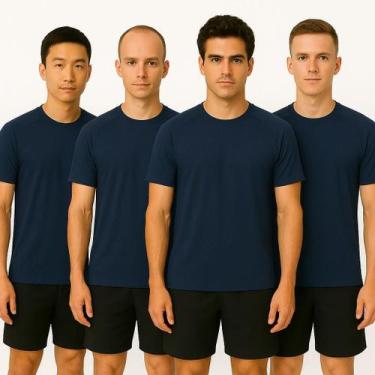 Imagem de Kit 4 Camisetas Fit Masculina Academia Treino Corrida Treino Básica Li
