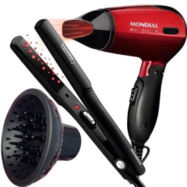 Imagem de Mini Secador De Cabelo Mondial 1200w Ion Dobrável Viagem Vermelho Sm13