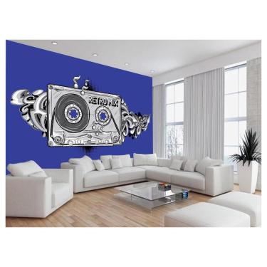 Imagem de Papel De Parede 3D Musica Fita Retrô Mix Tape 3,5M Mus31