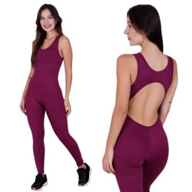 Imagem de Macacao de Academia Fitness Liso Macacão Solange - Naka Modas, Vinho, 