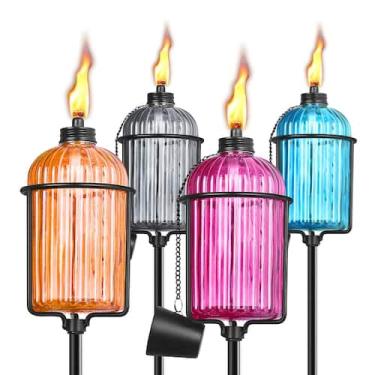 Imagem de Lanternas de jardim de vidro, tochas coloridas de 61 polegadas e 13,5 