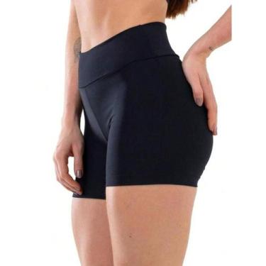 Imagem de Shorts meia coxa fitnes ciclista cós duplo feminina cintura alta ideal