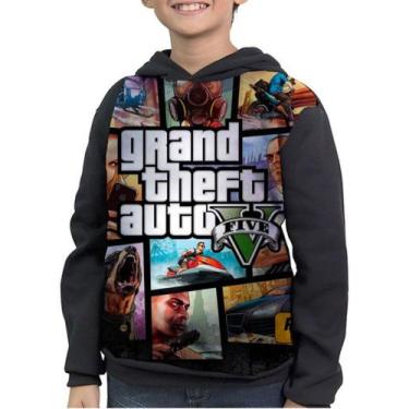 Imagem de Casaco Moletom Infantil Gta 5 Grand Theft Auto V Five - smoke, Preto, 
