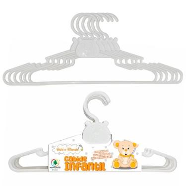 Imagem de Conjunto 5 Cabides Branco Ursinho Linha Bebê e Mamãe Para Quarto Infan