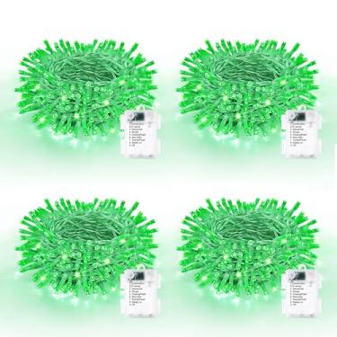 Imagem de Lomotech Luzes de Natal operadas por bateria – Pacote com 4, total de 20 metros, 200 LEDs, cordão de luzes 8 modos à prova d'água com temporizador para casa, jardim, festa, férias, decoração de árvore