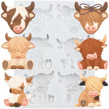 Imagem de MYPRACS Molde de silicone para fondant de gado para decoração de bolos de açúcar, topo de cupcake, pasta de goma de chocolate, argila de polímero