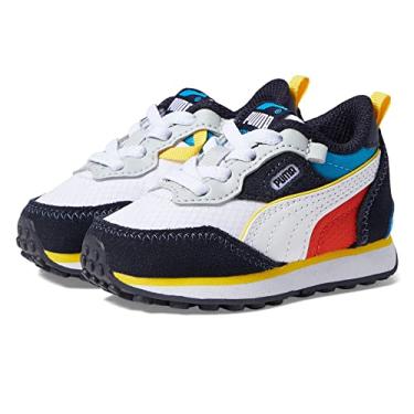 Imagem de PUMA Tênis infantil masculino Rider Fv Future Vintage com cadarço casual - preto, Azul marinho/branco PUMA, 17
