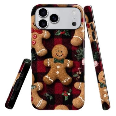 Imagem de heindiy Compatível com iPhone 17 Pro Max, capa brilhante, proteção total, à prova de choque, anti-arranhões, capa de TPU, capas para homem mulher - Natal gengibre preto vermelho xadrez
