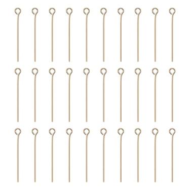 Imagem de HARFINGTON 100 pinos de cabeça de olho aberto 3 cm 30 mm mini pinos de olho de metal contas pequenas agulhas a granel para brinco, pingente, colar, pulseira, berloque, joias, achados, champanhe